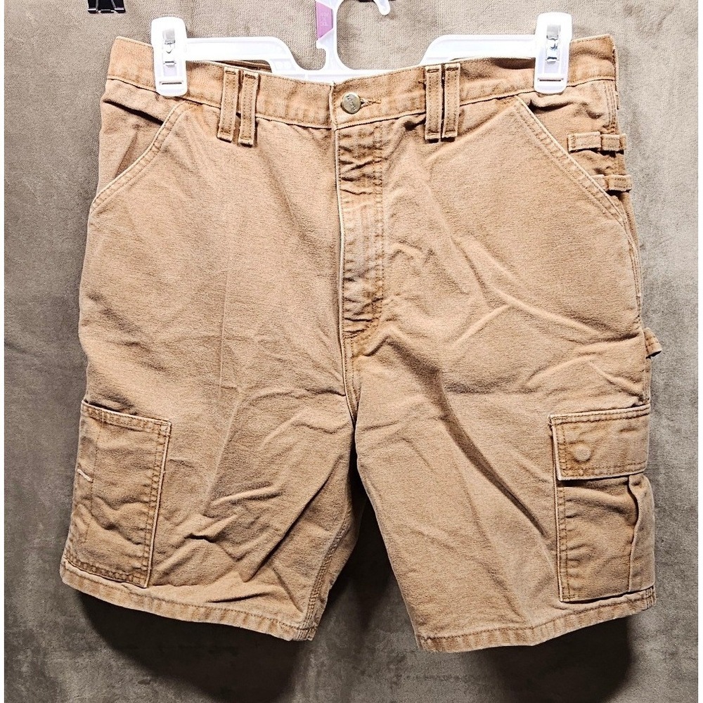 Vintage Carhartt B81 Men Khaki Cotton Duck Canvas Cargo Carpenter Shorts 36